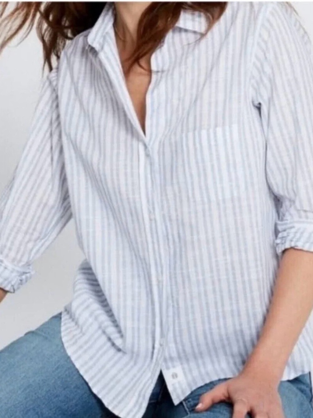 Grayson The Hero Shirt in Blue White Stripe Small